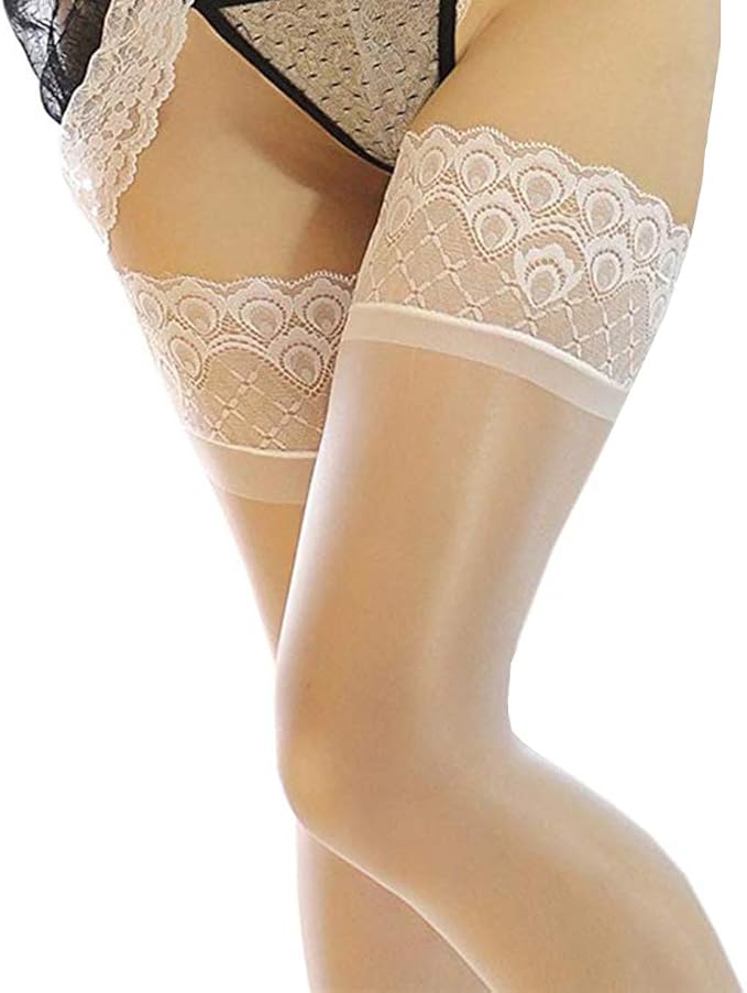 glossy thigh high stockings