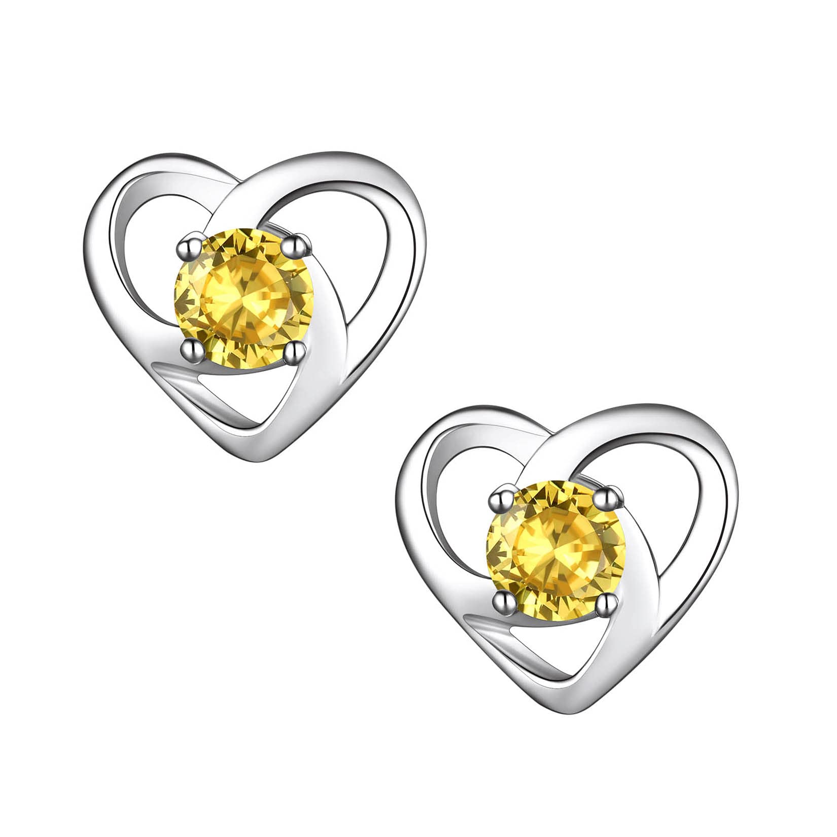 Hypoallergenic 925 Sterling Silver Celtic Knot November Birthstone Yellow Citrine Earrings, Birth Stone Jewelry Dainty Cute Stud Heart Shaped Hoop Earrings for Women Teen Girls
