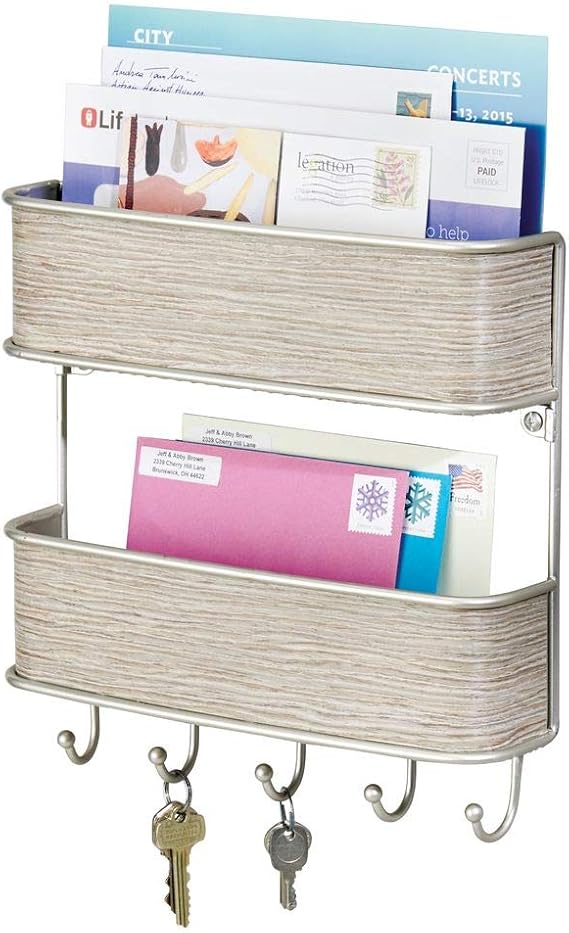 mDesign Letter Tray and Key Organiser WallMounted Key Rack and