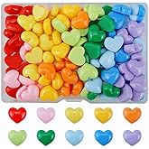 FAZHBARY 120 PCS Colorful Heart Resin Flatback Plastic Mini Heart Shape Charms Bulk Resin Embellishments for Crafts Accessories