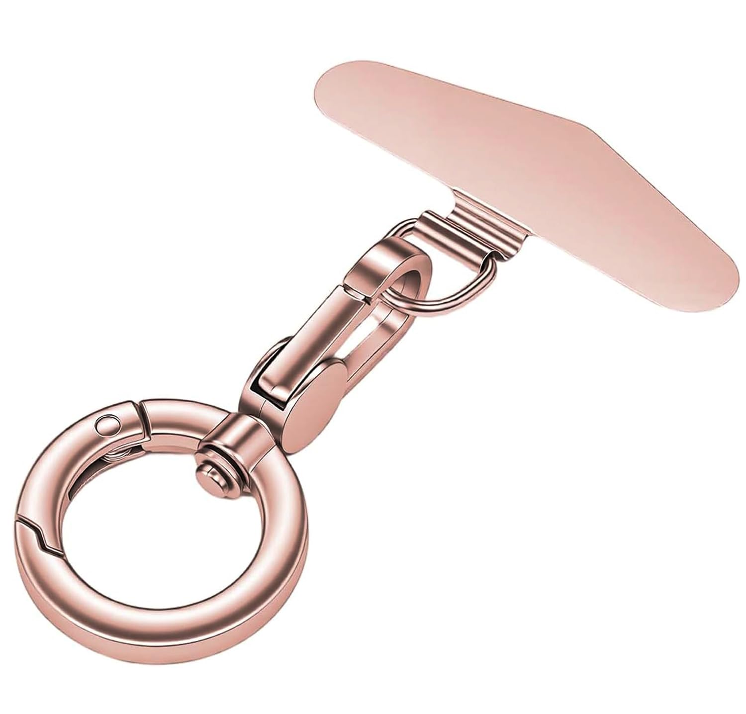TENOC Metal Phone Tether, Universal Cellphone Lanyard Pad with 360 Rotation Spring Ring, Rose Gold