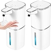 2 Pack Automatic Foaming Soap Dispenser,Touchless Soap Dispenser,13.5oz/400ml Rechargeable Wall Mounted Smart Dispenser for Bathroom Kitchen,Easy for Toddlers(White)
