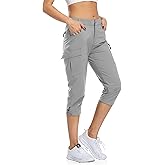 Flewolch Women's Capri Pants Lightweight Outdoor Cargo Hiking Capris Quick Dry UPF 50 with Zipper Pockets