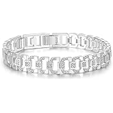 Kose Cuban Link Bracelet for Men Women | 14K Gold/White Gold Plated Chain Wrist Bracelets Pave Cubiz Zriconia,7.5 inch Length