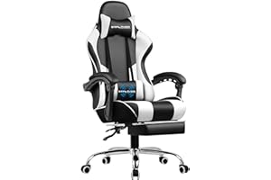 GTPLAYER Gaming Chair, Computer Chair with Footrest and Lumbar Support, Height Adjustable Gaming Chair with 360°-Swivel Seat 