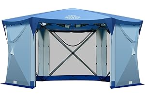DEERFAMY Pop Up Gazebo 12.5x12.5ft Camping Tent with Starry Sky, Portable Hub Tent Waterproof UV Protected Screen Room with Carry Bag, for Camping Outdoor Parties, Lawn and Patio