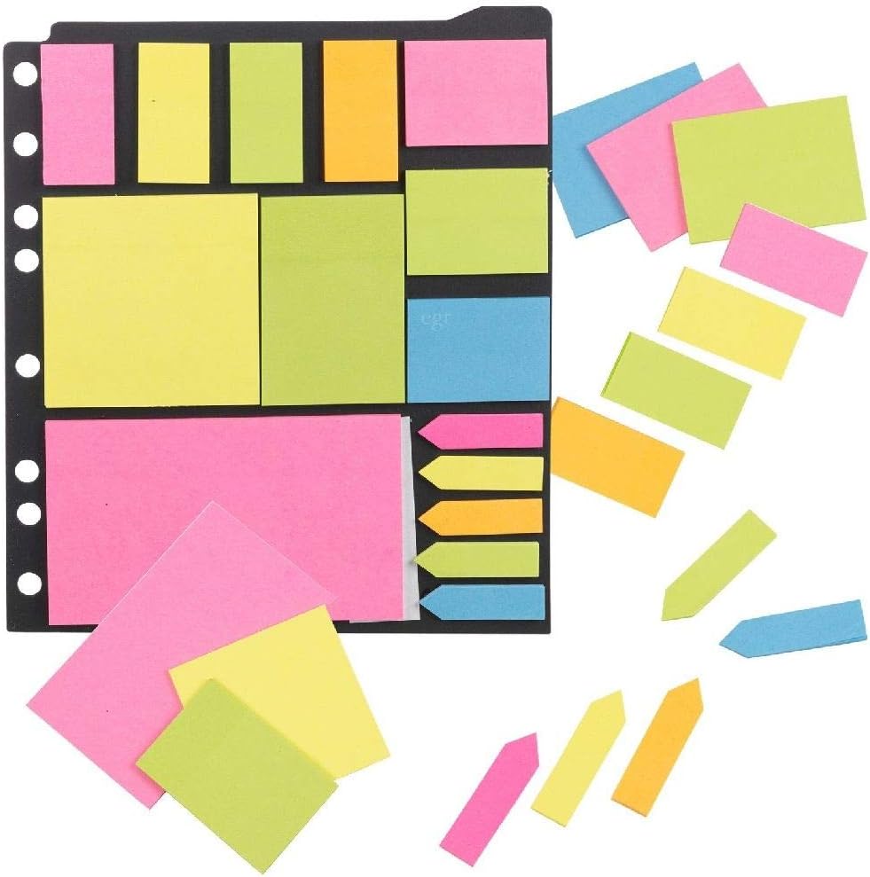 Likimen Home Neon Stick It Sticky Notes Pads Set A4 Ringbinder Memo Page Marker Labels Jotter