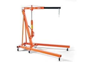 Albott 2-Ton Hydraulic Engine-Hoist with 4400 LB Capacity, Foldable Heavy Duty Lift with 6 Wheels, Cherry Picker for Workshops, Garages, and Warehouses