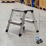 TOUGH MASTER 2 Step Aluminium Hop Up Platform Ladder 150kg Heavy Duty Folding view 2