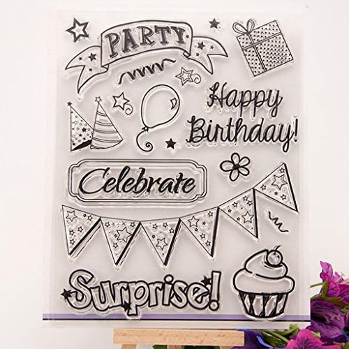 Qiman Clear Rubber Silicone Happy Birthday Scrapbooking Album Stamp Sheet