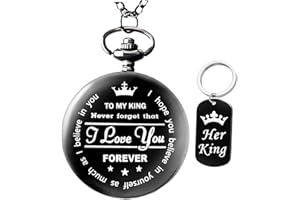 Udaney to My King Pocket Watch Gifts for Boyfriend Husband Best Gifts for Boyfriend Husband from Girlfriend,Valentine's Day Gifts for Him，Engraved Pocket Watch with Box