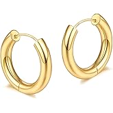 Gold Chunky Hoop Earrings for Women 18K Gold Plated Thick Hoop Earrings Small Large Chunky Hoops
