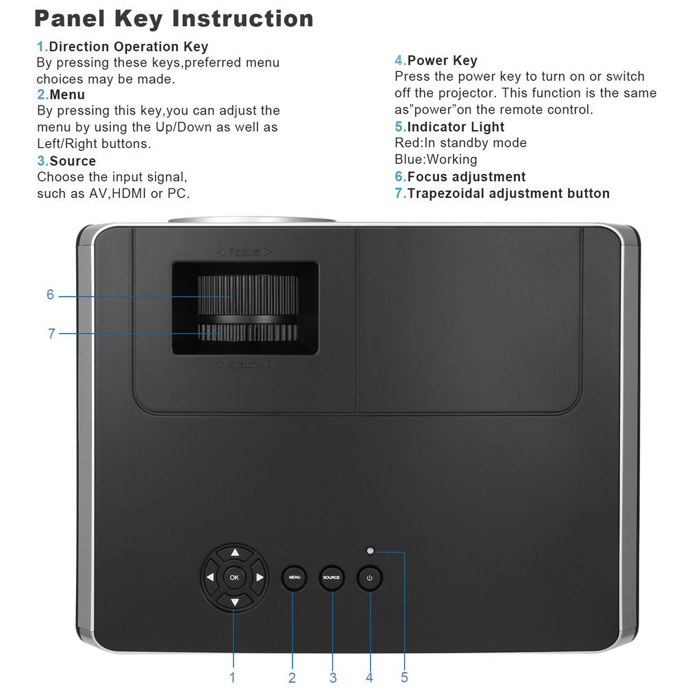 Vidéoprojecteurs Portable, Footprintse Projecteur Support 1920x1080p 2000 Lumens-Multimédia Portable Mini LED 72W-Durée de Vie Plus de 50000 heures Projecteur Led Support HDMI / VGA / AV / USB