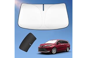 UKTOP Sun Shade Sunshade for Toyota Sienna 2021-2024 2025 L LE SE XLE Limited Van Windshield Cover, 2-Layers Sun Shield 240T Silver Coating Sun Visor Foldable Window Shade Blocks UV Rays Car Accessories
