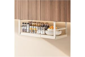 Extendable Under Shelf Organizer, Hanging Under Shelf Storage Basket, Metal Slide-in Baskets Organizer for Pantry Cabinet, La