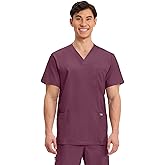 Cherokee Scrub top for Men V-Neck with 3 Pockets, Knit Details, Soft, Durable, Breathable, 2-Way Stretch Fabric - WW670