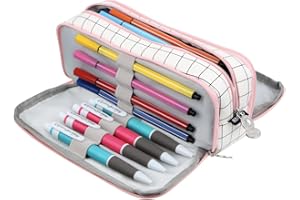 Chelory Big Capacity Pencil Case Large Storage Pencil Bag Pouch Marker 3 Compartment Stationery Pen Cases Holder for Adults Office Organizer Gifts