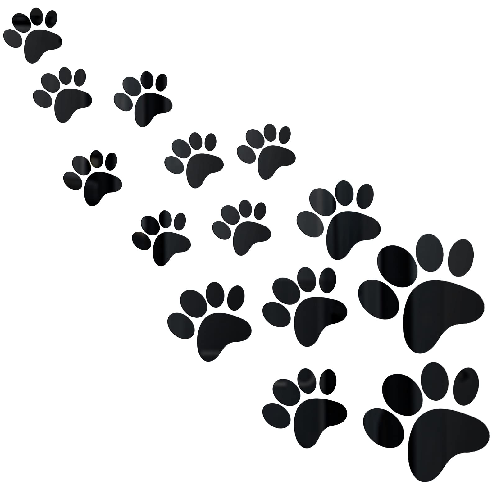 Photo 1 of Tenare 14 Pcs Dog Paw Print Mirror Stickers Paw Prints Acrylic Mirror Wall Sticker Removable Dog Pup Wall Decors for Bathroom Living Room Bedroom Art Nursery Kids Children Home Decor-3 Sizes(Black)