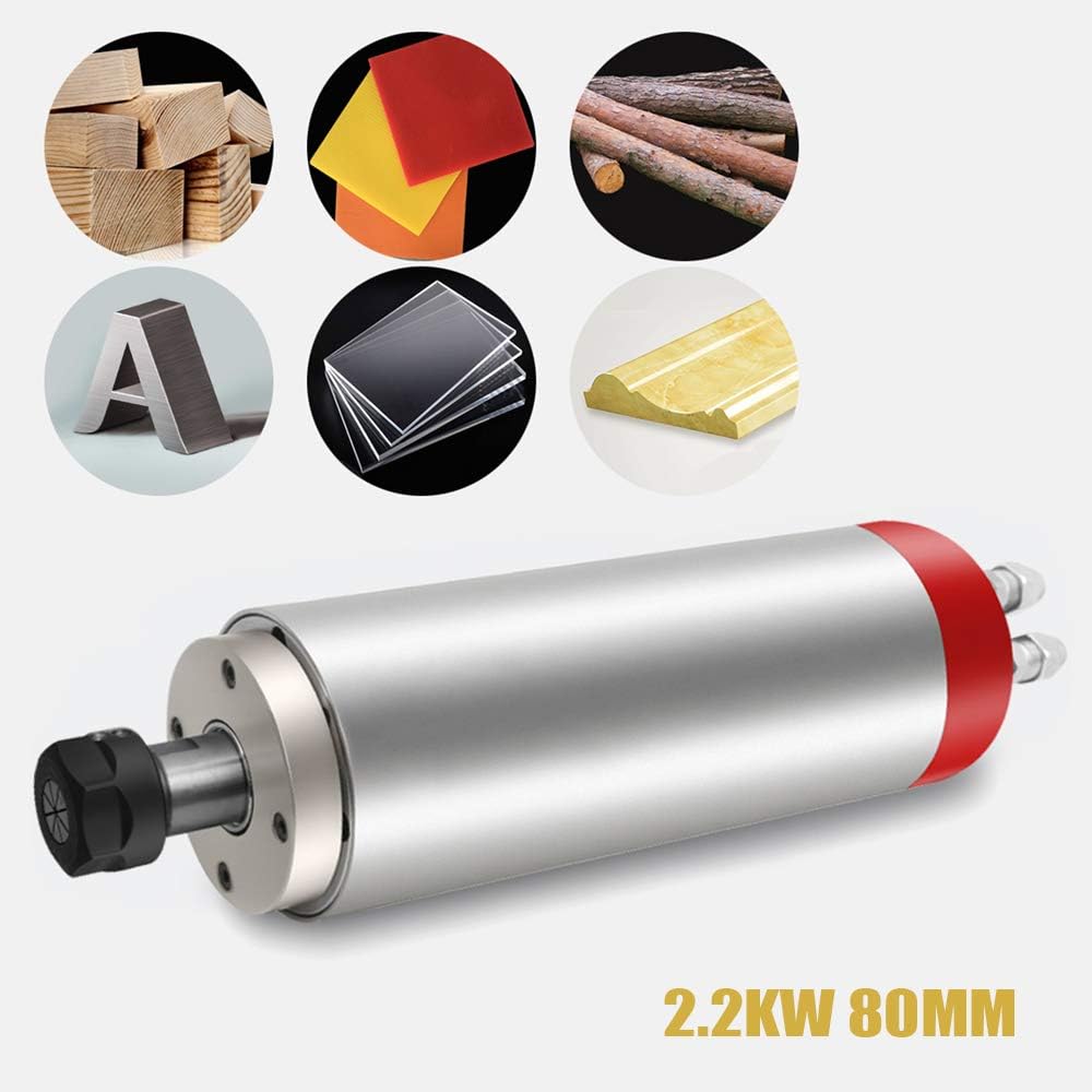 RanBB Water Cooled ER20 Spindle Motor, 2.2KW 80mm Spindle Milling Motor AIR Engraving Milling Grind Machine with Ceramic Ball 4 Bearings