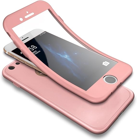 Amazon Com Iphone 7 Case Iphone 8 Case Phezen Shockproof 360 Degree Full Body Protection Slim Fit Front And Back Matte Tpu Silicone Case With Tempered Glass Screen Protector For Iphone 7 Iphone 8 Rose Gold
