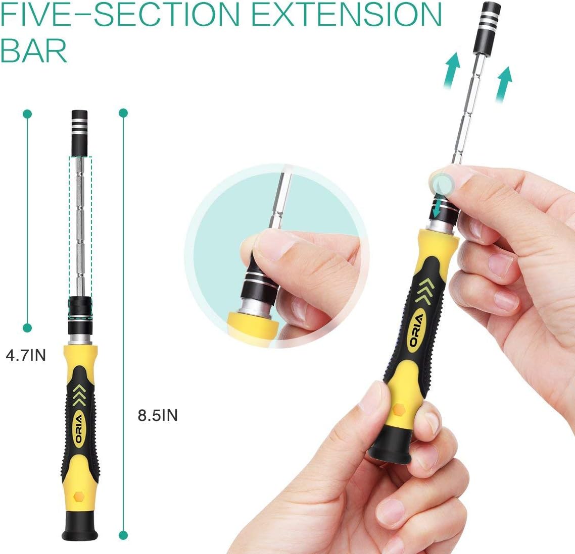 Precision Screwdriver Kit, 60 in 1 with 56 Bits Screwdriver Set, Magnetic Driver Kit with Flexible Shaft, Extension Rod for Mobile Phone, Smartphone, Game Console, Tablet, PC, Yellow: Home Improvement