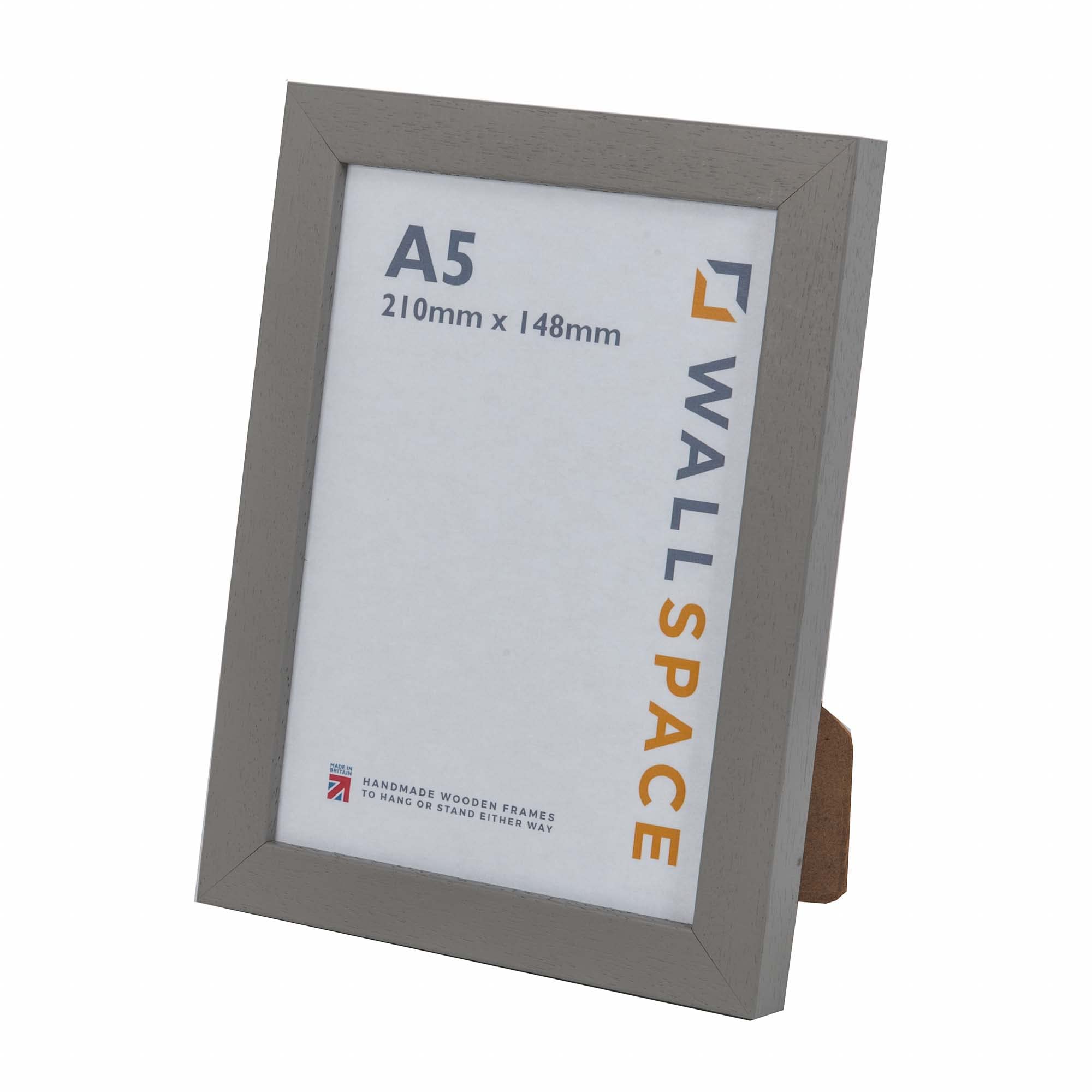 Wall Space A5 Grey Wooden Photo Frame | Modern, Real Glass, 8.27 x 5.83 inches | 210 x 148 mm | Wall Mount or Stand