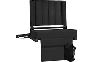 Buymoth Stadium Seat for Bleachers with Back Support Bleacher Seat w/Thick Cushion, Cup Holder, Carry Handle & Shoulder Strap for Outdoor Sports Events, Picnics, Beaches
