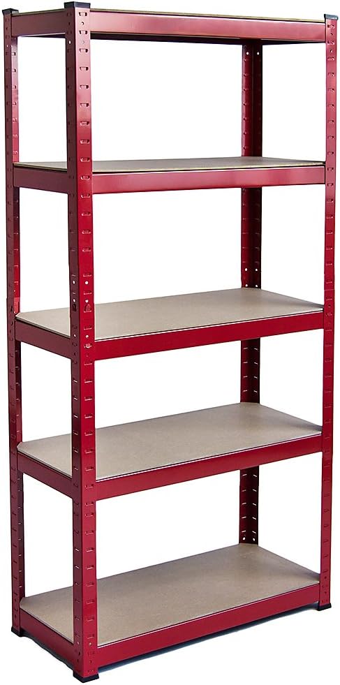 Home Vida5 Tier Layer Shelf Storage Shelving Rack Heavy Duty Kitchen Garage Racking 875 kg Capacity, Large, Red