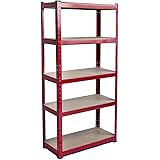Home Vida5 Tier Layer Shelf Storage Shelving Rack Heavy Duty Kitchen Garage Racking 875 kg Capacity, Large, Red