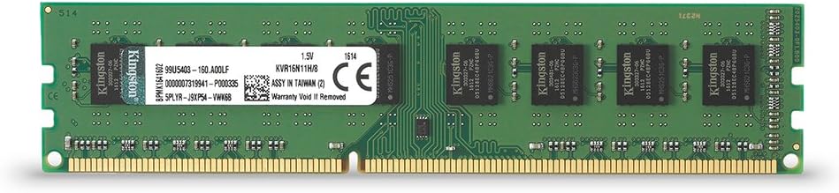 Kingston KVR16N11H/8 RAM 8 GB 1600 MHz DDR3 Non-ECC CL11 DIMM, 240-Pin, 1.5  V - Green: Amazon.co.uk: Computers & Accessories