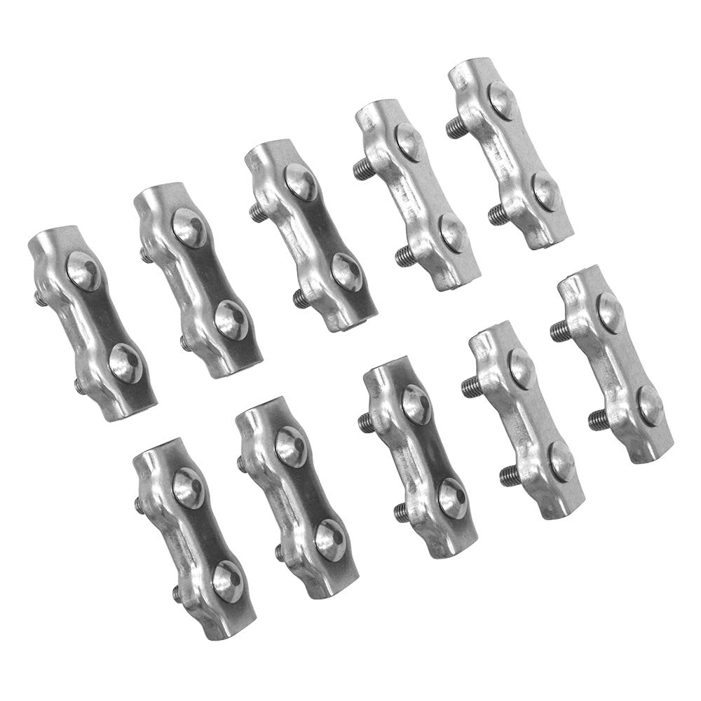POFET 10Pcs M6 304 Stainless Steel Double Orifice Wire Rope Clip, Duplex Bolt Cable Clamp, L Plus - Image 3