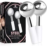 Ice Globes for Facials | Unbreakable Steel Cooling Roller | Cryo Sticks for Face | Massager for Face Neck &amp; Eyes | Skin Care for Dark Circles, Puffiness, Wrinkles, Collagen Production (White)