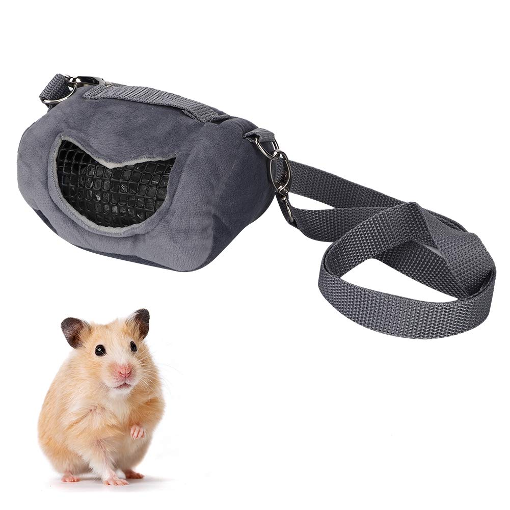 Small Pet Carrier Bag, Breathable Portable Pet Carrier for Hamsters Small Animals Gray Flannelette Lightweight Travel Outgoing Bag for Cats Dogs Rodents, for In