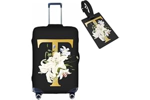 Tuizumy Decorative T Suitcase Protectors Elastic Washable Luggage Covers With Concealed Zippers For 18-32 Inch Luggage (Size S: Fits 18-21 Inch)