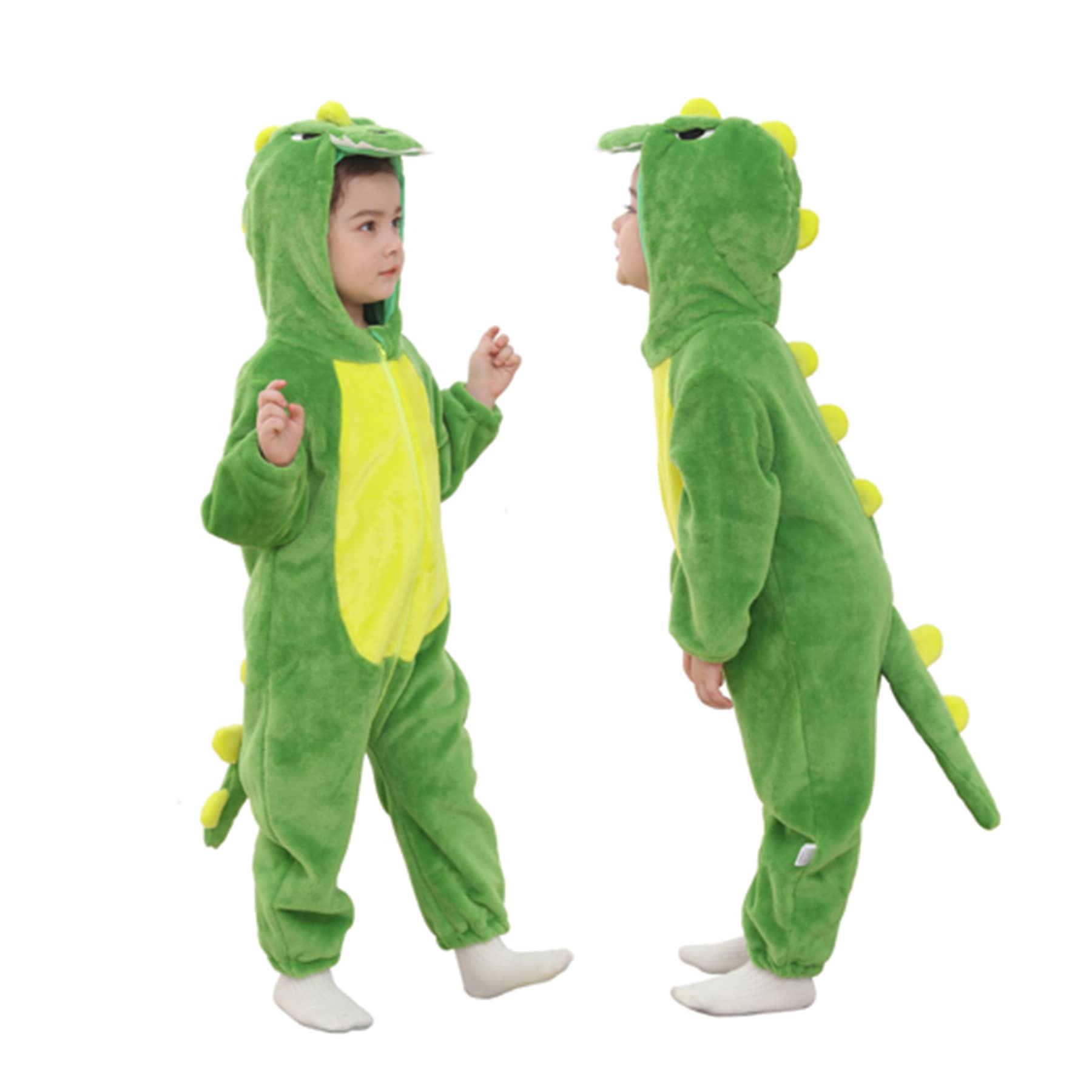Doladola Baby Boys Girls Cartoon Animal Hooded Costume Infant Pajamas Romper(3 Months,Green Dinosaur) — image 1