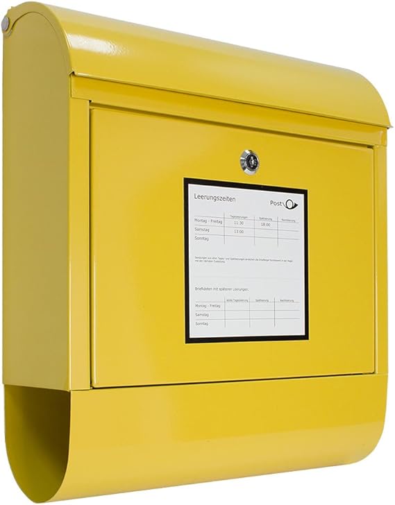 Wandbriefkasten Mit Schloss - Rustikaler Briefkasten Für Haus & Garten (gelb)