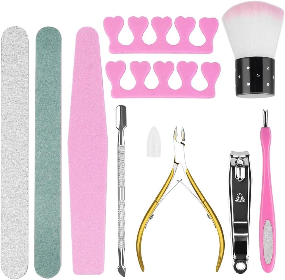 9PCS Cuticle clippers and nail file with Cuticle Pusher Set, Professional stainless steel cuticle remover and nail clipping tool.Nail art tools for home and professional manicures