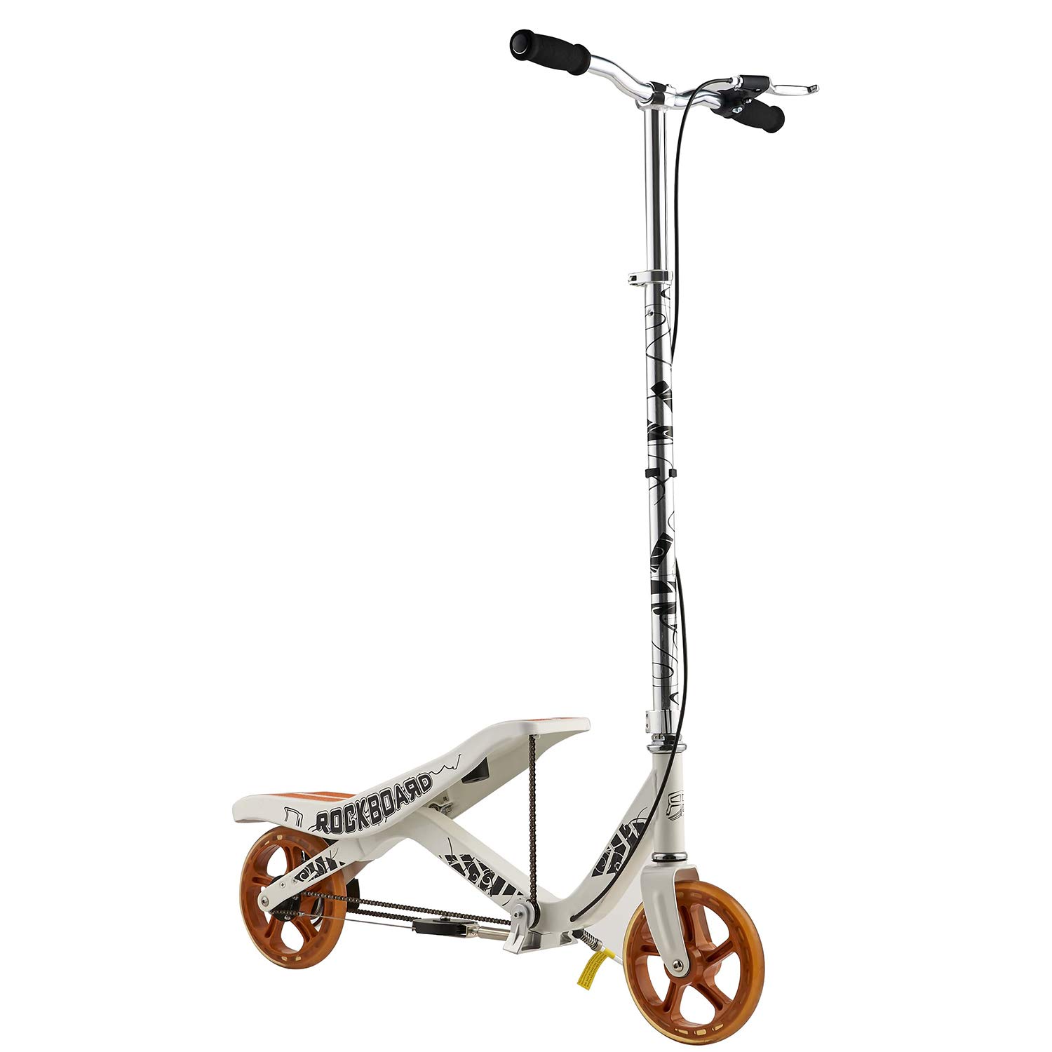 Rockboard RBX Kick Scooter in White with Flywheel, Air Pressure Damper, Brakes, Air Suspension - 6 years and over, One Size