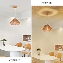 D12.5 Inch Boho Light Fixtures Boho Rattan Pendant