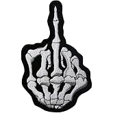 Skull Ghost Middle Finger Skeleton Bone Embroidered Applique Iron On Sew On Patch