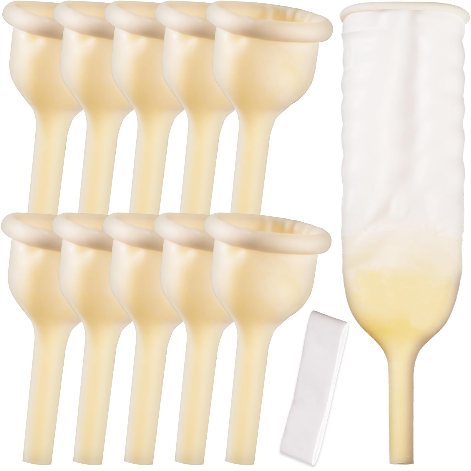 Photo 1 of 10 Pcs Latex Male Urinary External Catheter with Adhesive Strap Soft Flexible Material Comfortable Wear Easy to Use Available in 25mm 30mm 35mm 40mm Individually Packaged Sterile (30mm)