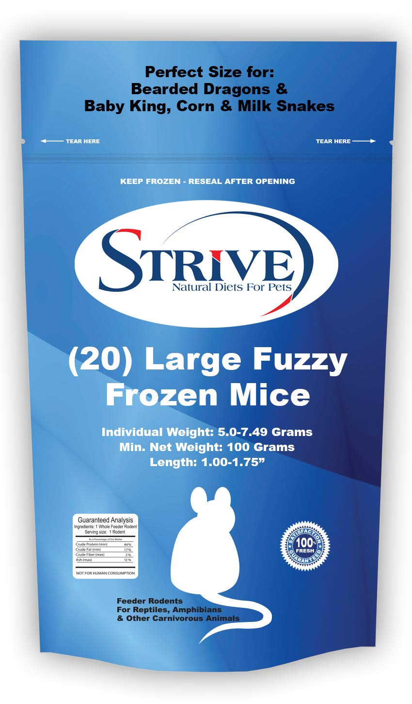 Strive (20) Large Fuzzy Frozen Mice Pet Supplies