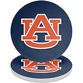 GRAPHICS & MORE Auburn University Tigers Primary Logo Round Ceramic Coasters, Set of 2, 3.9" Ceramic Stone & Cork Base, Drink Coaster for Tabletop Protection