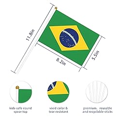 Brazilian Flags 20 Pack, Small Handheld Flags of