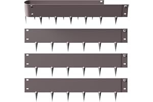 MESTYL 185" Metal Landscape Edging Kit (5PC 39" x 6"), No-Dig Rust-Resistant Galvanized Steel Garden Edging Border,Easy Install Lawn Edging for Flower Beds, Yard, Brown Outdoor Edging