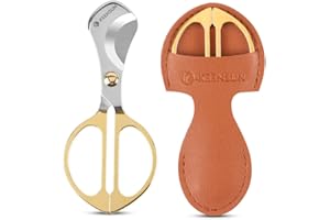 KEENSUN Cigar Scissors Cutter,Stainless Steel Guillotine Double Blade Straight Cut Scissors (Gold) with Leather Case Cigar Accessories for Cigars(2.09" Handle Width)