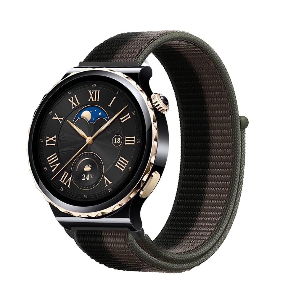 Niboow 20mm Strap for Huawei Watch GT 3 Pro 43mm/Watch GT 3 42mm/Watch GT 2 42mm/Watch 2 Sport/Watch 2 Pro, Men Women Wristband Nylon Soft Watch Bands for Honor Magic Watch 2 42mm (Grey Black)