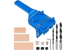 AEIMIAIDE 41 Pcs Woodworking Dowel Jig Kit, 6/8/10 mm Handheld Dowel Jig with Drill Guide Block, Precision Pocket Hole Jig Ki