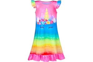 Fiodrimy Girls Nightgowns Unicorn Sleepwear Night Sleep Dress Pajamas Little Kids Toddler Soft Nightgown