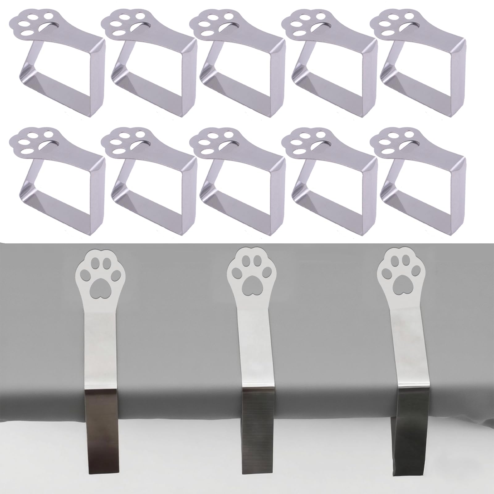 Youery Tablecloth Holder for Thick Table Tops, Pack of 10 Cat Claws, Weatherproof Stainless Steel Table Cover Clips, Tablecloth Clips for Garden Table, Restaurant, Family Dining Table, Outdoor,